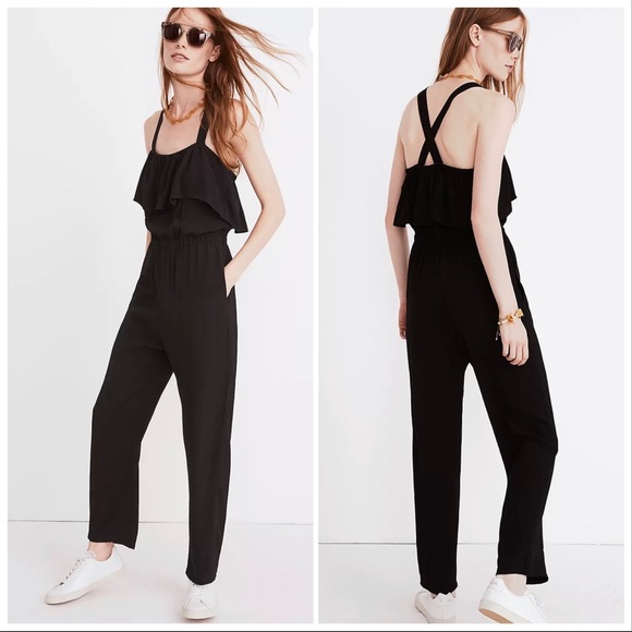 Madewell Pants - Madewell Apron Ruffle Jumpsuit in Black